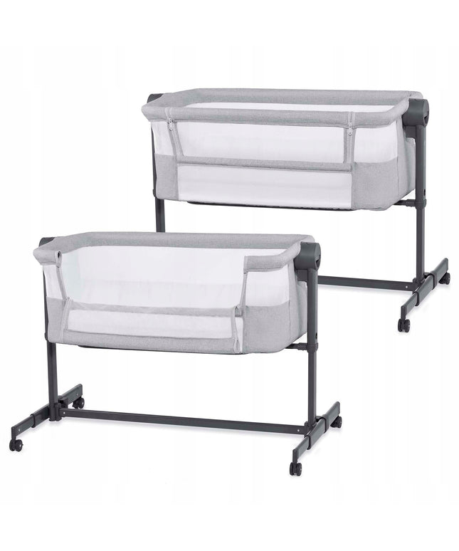 Kinderkraft vaikiškas kelioninis lopšys šalia lovos NESTEE UP 2 šviesiai pilkas