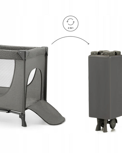 Kinderkraft Sulankstoma kelioninė lovytė 2in1 žaidimų aptvaras JOY 2 Pilka