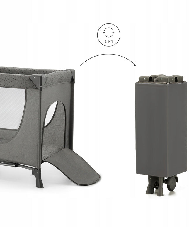 Kinderkraft Sulankstoma kelioninė lovytė 2in1 žaidimų aptvaras JOY 2 Pilka