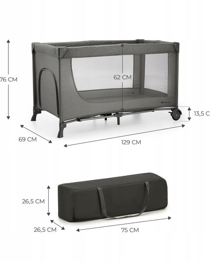Kinderkraft Sulankstoma kelioninė lovytė 2in1 žaidimų aptvaras JOY 2 Pilka