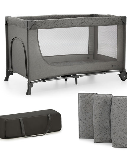 Kinderkraft Sulankstoma kelioninė lovytė 2in1 žaidimų aptvaras JOY 2 Pilka