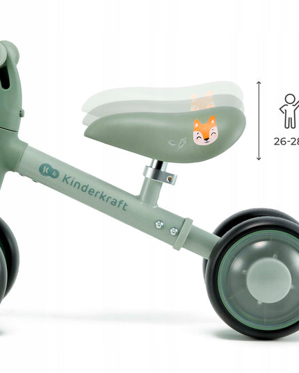 Kinderkraft Balansinis dviratukas CUTIE FLASH su keturiais šviečiančiais ratais, žalias