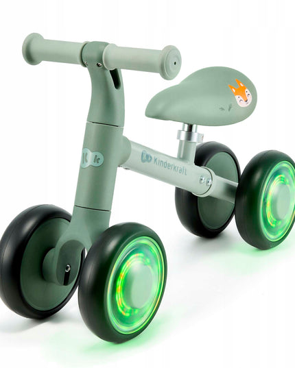 Kinderkraft Balansinis dviratukas CUTIE FLASH su keturiais šviečiančiais ratais, žalias