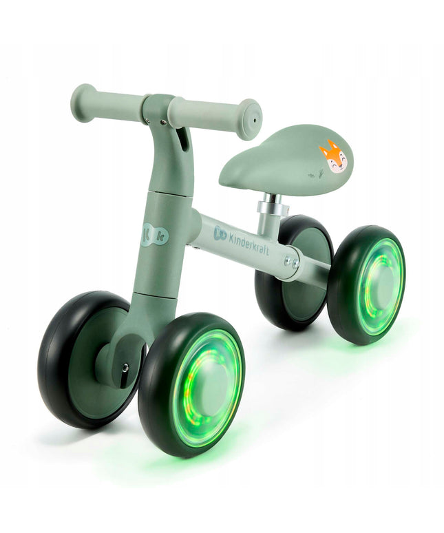 Kinderkraft Balansinis dviratukas CUTIE FLASH su keturiais šviečiančiais ratais, žalias