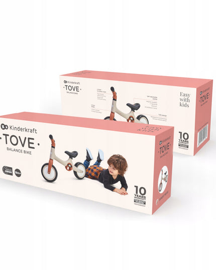 Kinderkraft Balansinis dviratukas-stūmiklis TOVE, lengvas, bėgimo dviratukas vaikams, smėlio spalvos