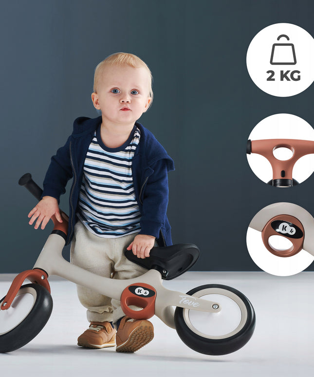 Kinderkraft Balansinis dviratukas-stūmiklis TOVE, lengvas, bėgimo dviratukas vaikams, smėlio spalvos