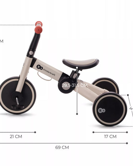 Kinderkraft 4TRIKE 3in1 balansinis triratukas ir paspirtukas, pilkas