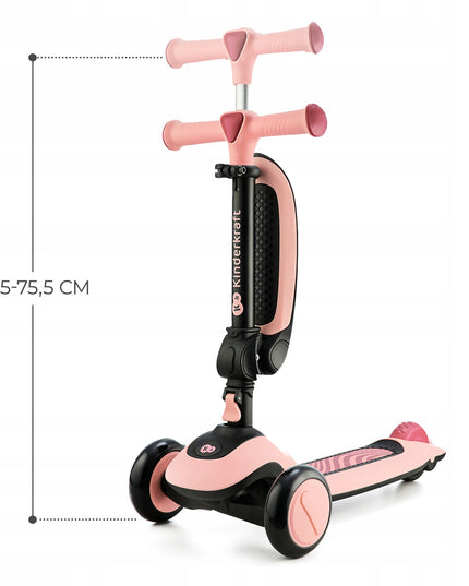Kinderkraft 2in1 Triratukas, paspirtukas, važiavimo dviratukas HALLEY Rožinis