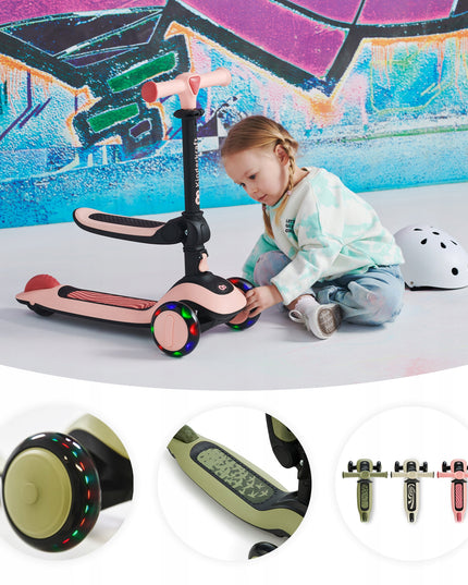 Kinderkraft 2in1 Triratukas, Riedlentė, Važiuoklė, Bėgimo Dviratukas HALLEY Žalias