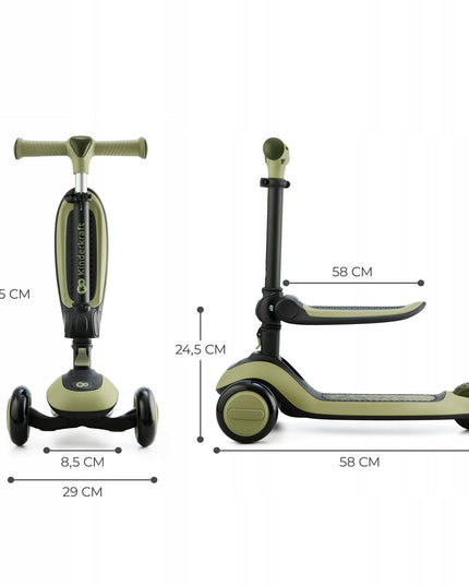 Kinderkraft 2in1 Triratukas, Riedlentė, Važiuoklė, Bėgimo Dviratukas HALLEY Žalias