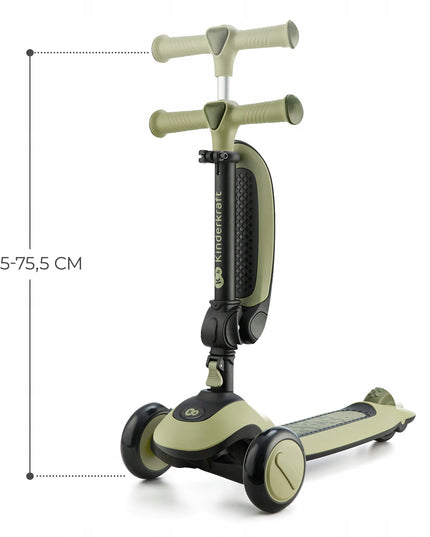 Kinderkraft 2in1 Triratukas, Riedlentė, Važiuoklė, Bėgimo Dviratukas HALLEY Žalias