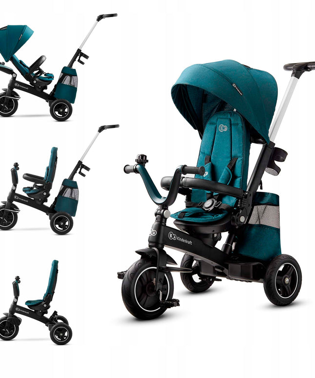Kinderkraft Triratis dviratukas 5in1 Vežimėlis nuo 9 mėn. EASYTWIST Žalias
