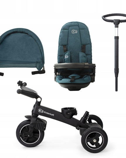 Kinderkraft Triratis dviratukas 5in1 Vežimėlis nuo 9 mėn. EASYTWIST Žalias