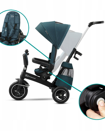 Kinderkraft Triratis dviratukas 5in1 Vežimėlis nuo 9 mėn. EASYTWIST Žalias