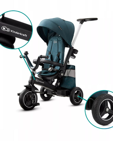 Kinderkraft Triratis dviratukas 5in1 Vežimėlis nuo 9 mėn. EASYTWIST Žalias