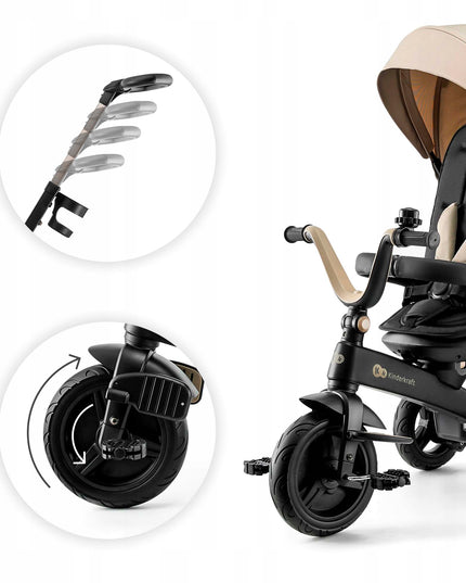 Kinderkraft Triratis dviratukas 5in1 Vežimėlis nuo 9 mėn. EASYTWIST "Beige"
