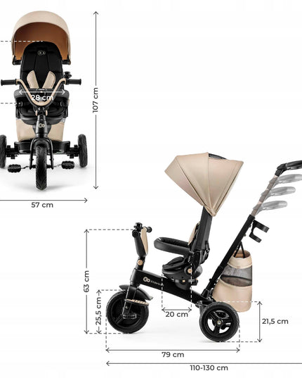 Kinderkraft Triratis dviratukas 5in1 Vežimėlis nuo 9 mėn. EASYTWIST "Beige"