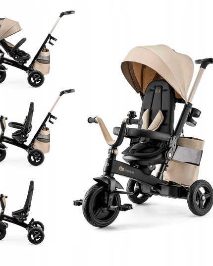 Kinderkraft Triratis dviratukas 5in1 Vežimėlis nuo 9 mėn. EASYTWIST "Beige"