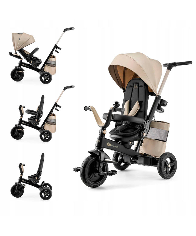 Kinderkraft Triratis dviratukas 5in1 Vežimėlis nuo 9 mėn. EASYTWIST "Beige"