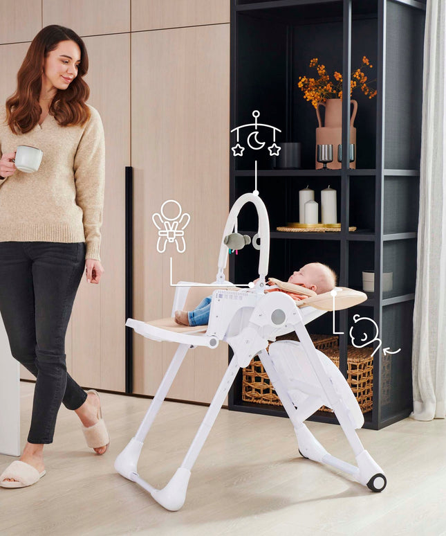 Kinderkraft Sulankstoma maitinimo kėdutė 2in1 0-14kg Gultukas TUMMIE Pilka