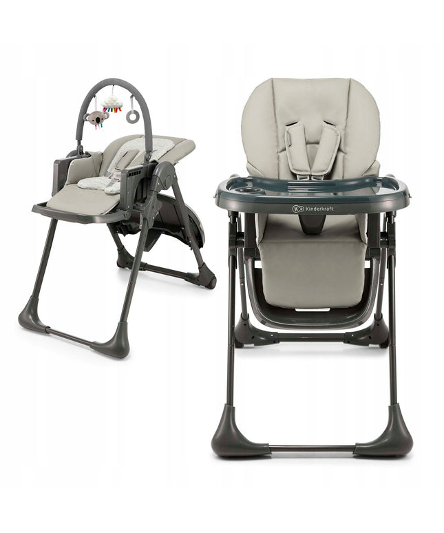 Kinderkraft Sulankstoma maitinimo kėdutė 2in1 0-14kg Gultukas TUMMIE Pilka