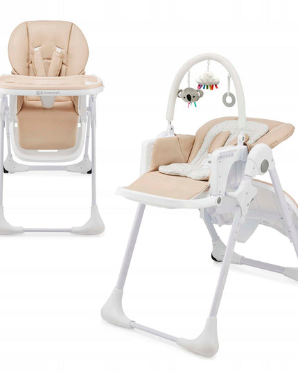 Kinderkraft Sulankstoma maitinimo kėdutė 2in1 gultukas TUMMIE Smėlio