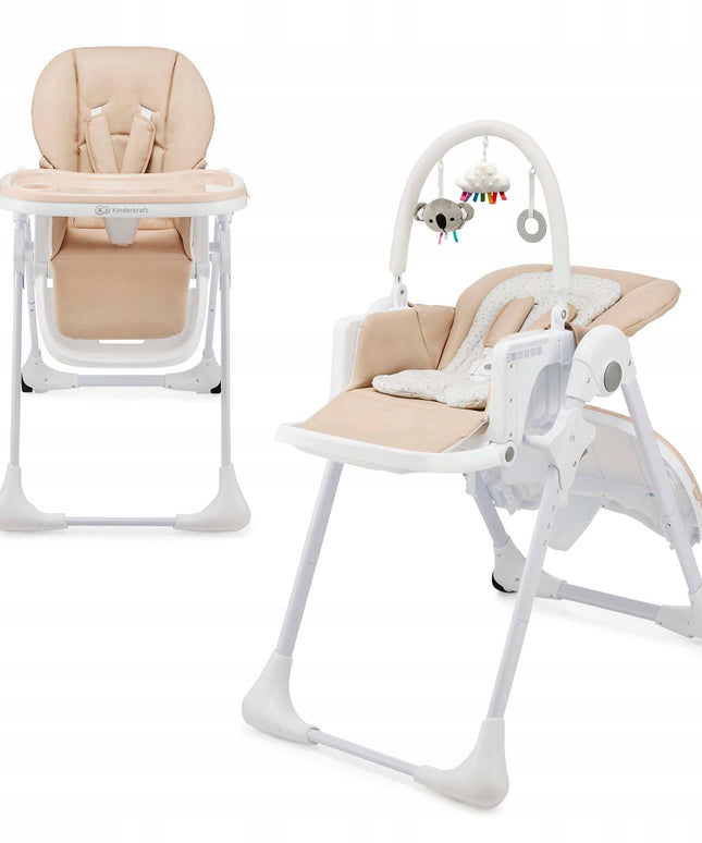 Kinderkraft Sulankstoma maitinimo kėdutė 2in1 gultukas TUMMIE Smėlio