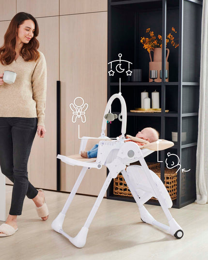 Kinderkraft Sulankstoma maitinimo kėdutė 2in1 gultukas TUMMIE Smėlio