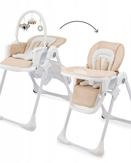 Kinderkraft Sulankstoma maitinimo kėdutė 2in1 gultukas TUMMIE Smėlio