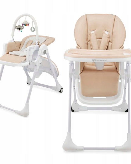 Kinderkraft Sulankstoma maitinimo kėdutė 2in1 gultukas TUMMIE Smėlio