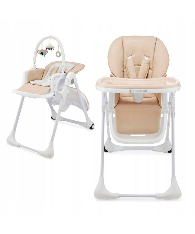 Kinderkraft Sulankstoma maitinimo kėdutė 2in1 gultukas TUMMIE Smėlio