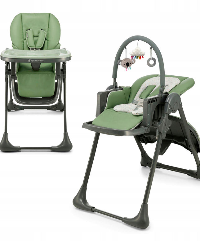 Kinderkraft Sulankstoma 2in1 maitinimo kėdutė ir gultukas TUMMIE Žalias
