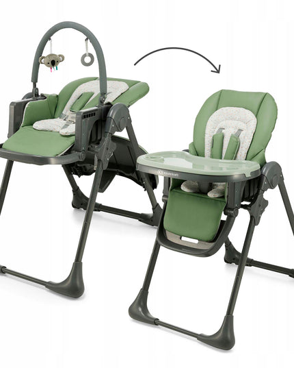Kinderkraft Sulankstoma 2in1 maitinimo kėdutė ir gultukas TUMMIE Žalias