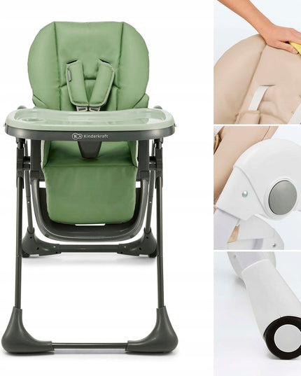 Kinderkraft Sulankstoma 2in1 maitinimo kėdutė ir gultukas TUMMIE Žalias