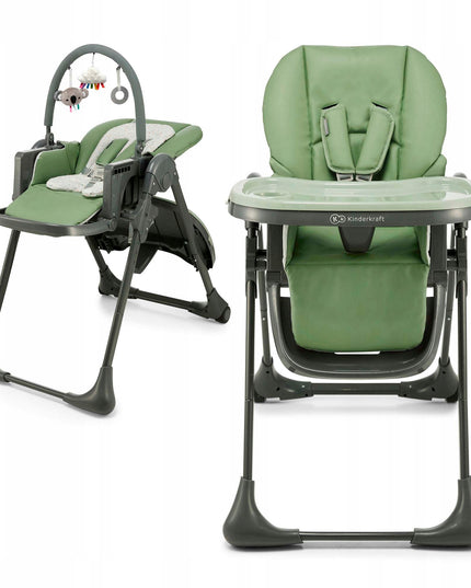 Kinderkraft Sulankstoma 2in1 maitinimo kėdutė ir gultukas TUMMIE Žalias