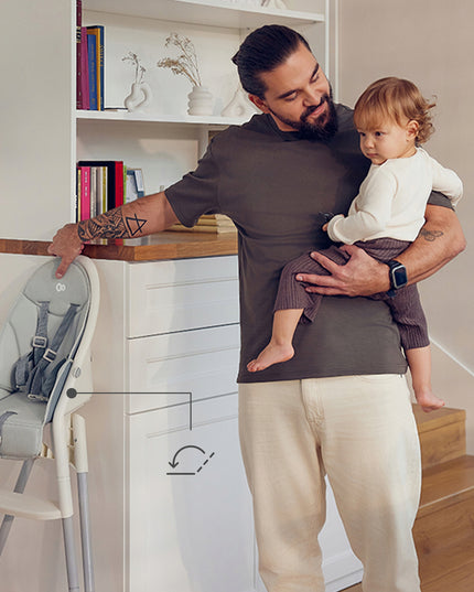 Kinderkraft Sulankstoma maitinimo kėdutė, vaikiška kėdutė 2in1 DINNLY