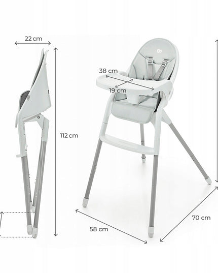 Kinderkraft Sulankstoma maitinimo kėdutė, vaikiška kėdutė 2in1 DINNLY