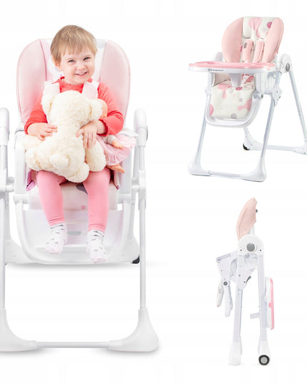 Kinderkraft Sulankstoma maitinimo kėdutė vaikams su ratukais YUMMY Rožinė