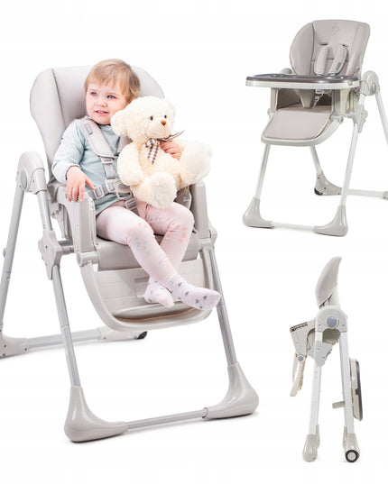 Kinderkraft Sulankstoma Vaikų Maitinimo Kėdutė su Ratukais YUMMY Pilka