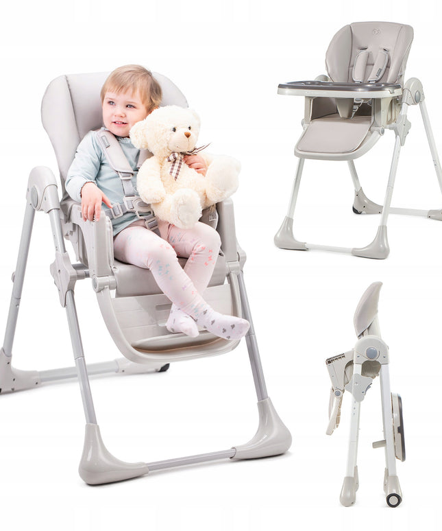 Kinderkraft Sulankstoma Vaikų Maitinimo Kėdutė su Ratukais YUMMY Pilka