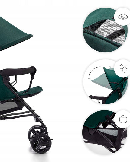 Kinderkraft Vežimėlis Skėtinis Lengvas Sulankstomas TIK Žalias