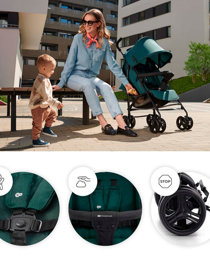 Kinderkraft Vežimėlis Skėtinis Lengvas Sulankstomas TIK Žalias