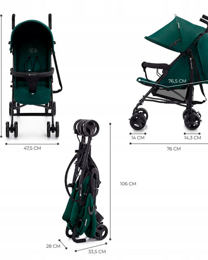 Kinderkraft Vežimėlis Skėtinis Lengvas Sulankstomas TIK Žalias