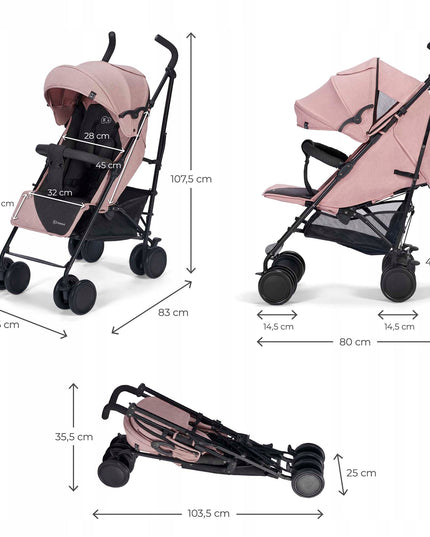 Kinderkraft Sportinis vežimėlis sulankstomas iki 22 kg SIESTA Rožinis