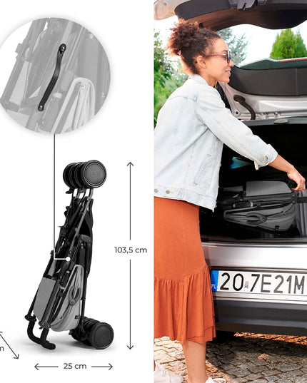 Kinderkraft Vežimėlis Sulankstomas Skėtukas 22kg SIESTA Pilkas