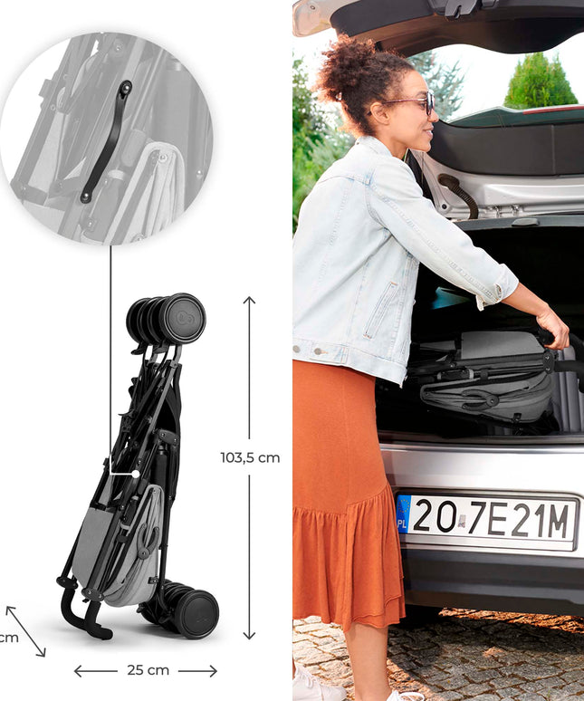 Kinderkraft Vežimėlis Sulankstomas Skėtukas 22kg SIESTA Pilkas