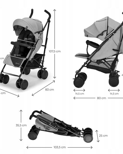 Kinderkraft Vežimėlis Sulankstomas Skėtukas 22kg SIESTA Pilkas