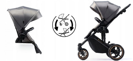 Kinderkraft Daugiafunkcis vežimėlis 2in1 Lopšys + Sportinė dalis PRIME 2 Bėžinis