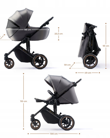 Kinderkraft Daugiafunkcis vežimėlis 2in1 Lopšys Sportinė dalis PRIME 2 Pilkas