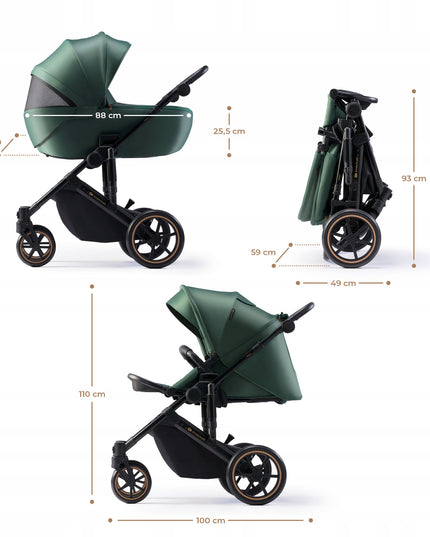 Kinderkraft Daugiafunkcis vežimėlis 2in1 lopšys ir sportinė dalis PRIME 2 žalias